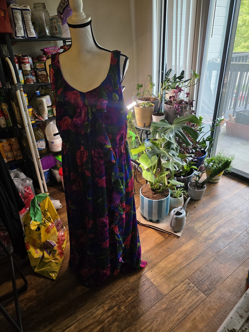 Isaac Mizrahi Purple and Pink Floral Maxi Dress